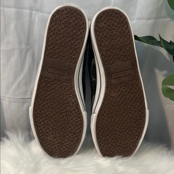 Coach Signature Francesca Black Gray Logo Sneakers Shoes - Picture 5 of 6